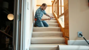 Step-by-step guide on how to install sheet vinyl floors on stairs.