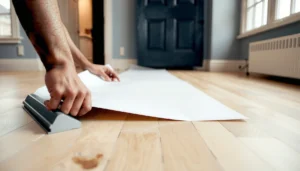 Step-by-step guide to installing sheet vinyl flooring over plywood sheets.