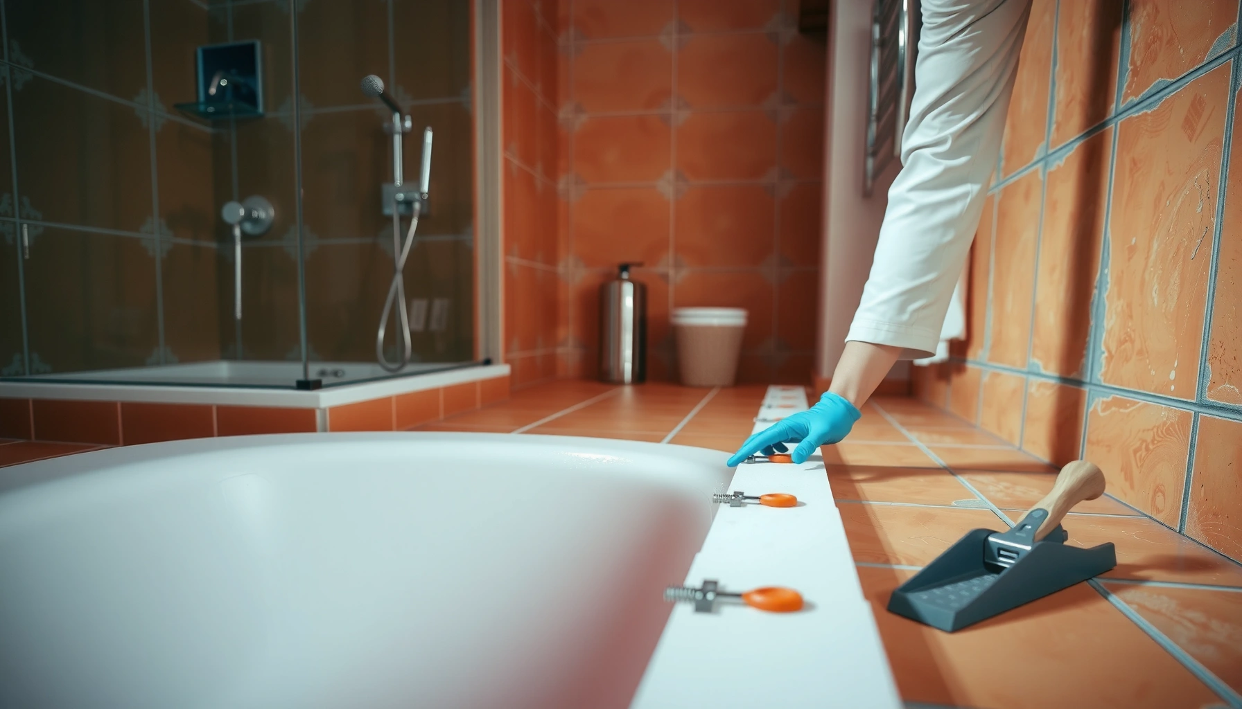 Step-by-step guide on how to install terracotta floors in a bathroom.