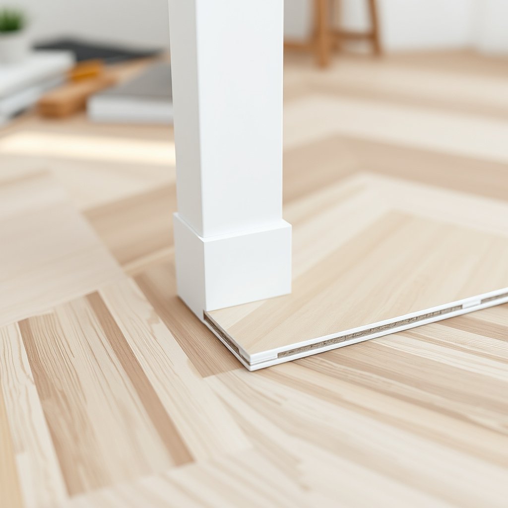 A comparison of fasteners, adhesive, and clips for installing transition strips on Chevron floors.