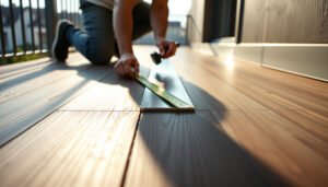 Step-by-step guide on installing transitions around vinyl floors on a balcony for a polished look.
