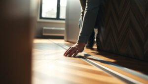 Step-by-step guide on installing transitions for chevron floors in home improvement.