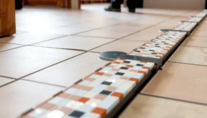 Step-by-step guide on how to install transitions for mosaic tile floors.
