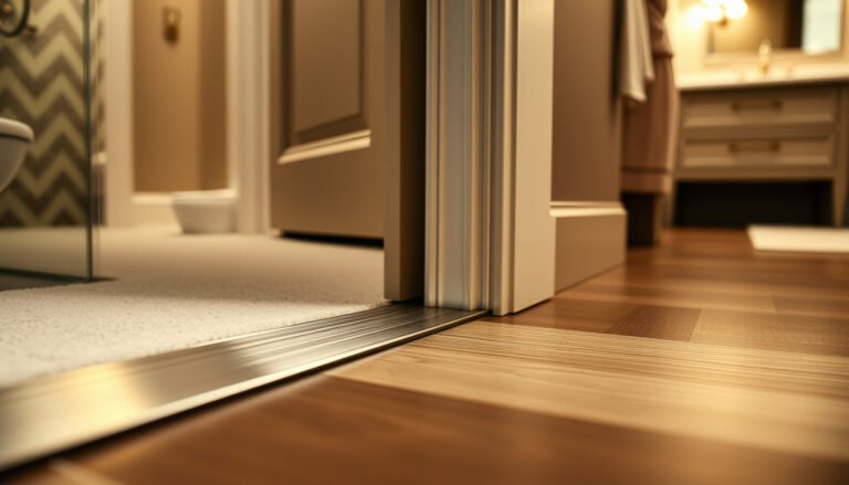 Step-by-step guide on installing transitions around vinyl floors in a bathroom
