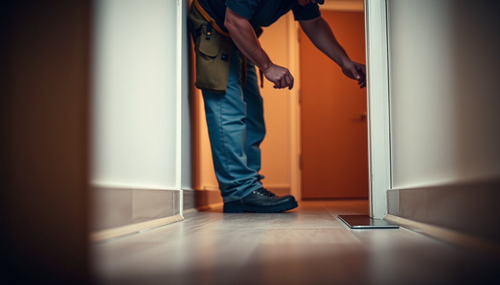 Step-by-step guide on installing transitions around vinyl floors in a rental property.
