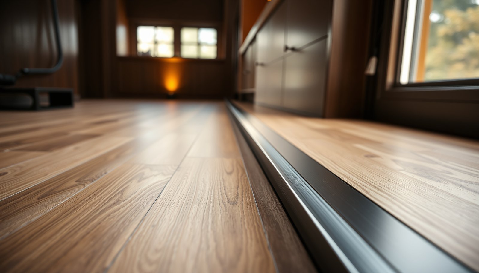 A step-by-step guide on installing transitions around engineered wood floors in a mudroom.