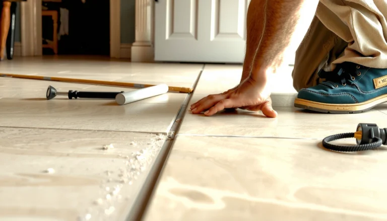 Step-by-step guide on installing thresholds for travertine floors with tools and materials.