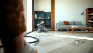 Step-by-step guide on how to install travertine floors in a living room.