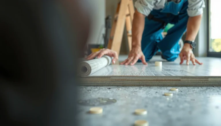 Step-by-step guide on how to install underlayment under commercial floors with tools and materials.