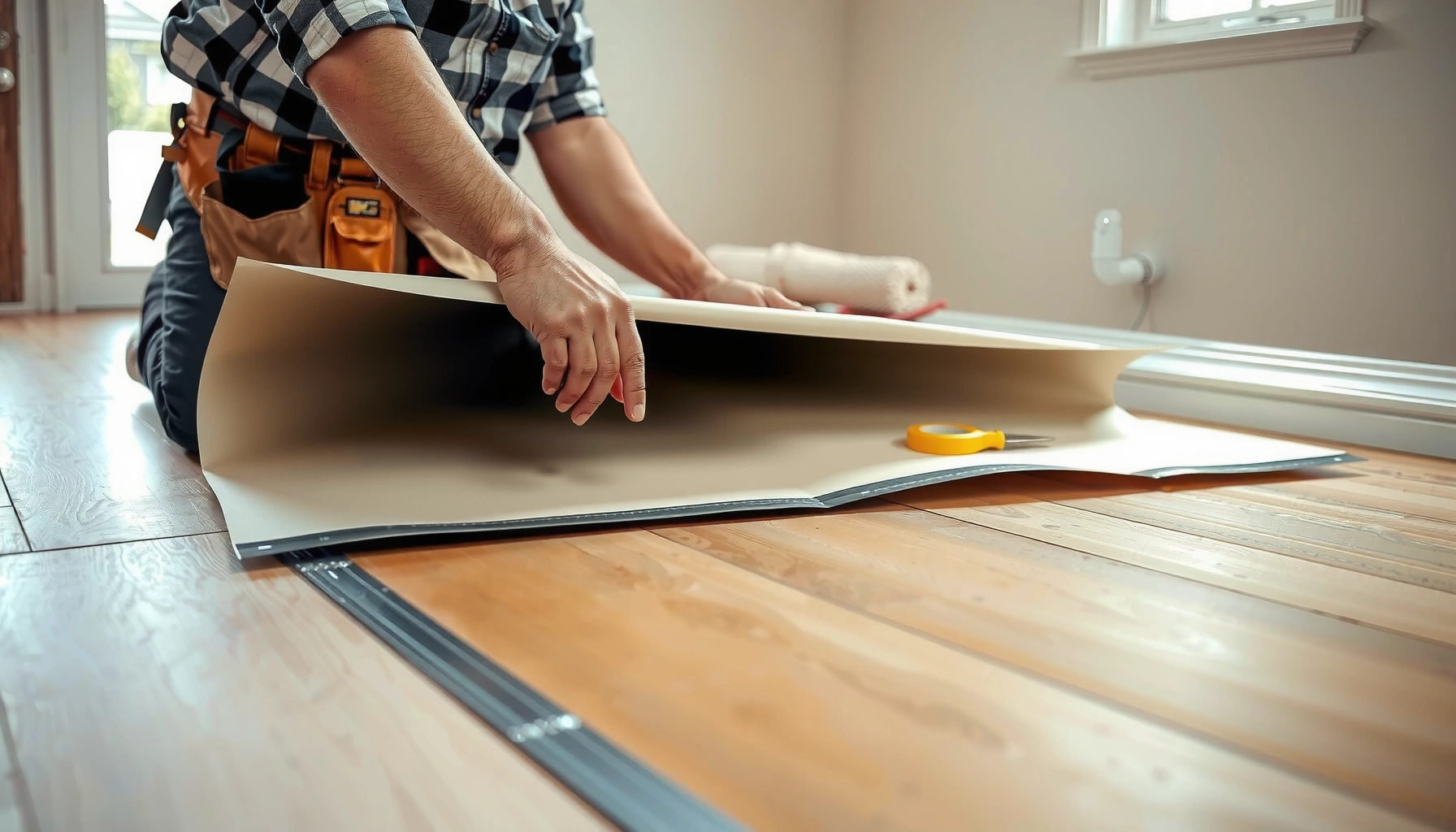 Step-by-step guide on installing a vapor barrier under laminate flooring.