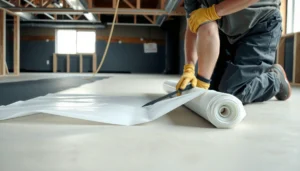 Step-by-step guide on installing a vapor barrier under commercial floors for moisture protection.