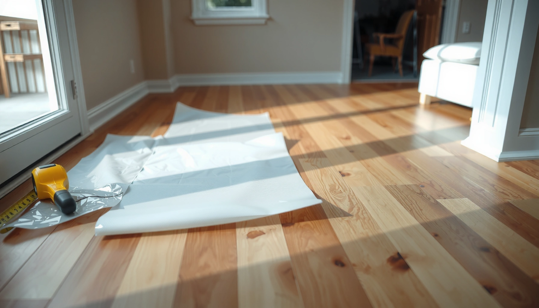 Step-by-step guide on how to install a vapor barrier under hardwood floors for moisture protection.