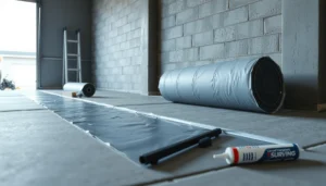 Step-by-step guide to installing a vapor barrier under garage floors for moisture protection.