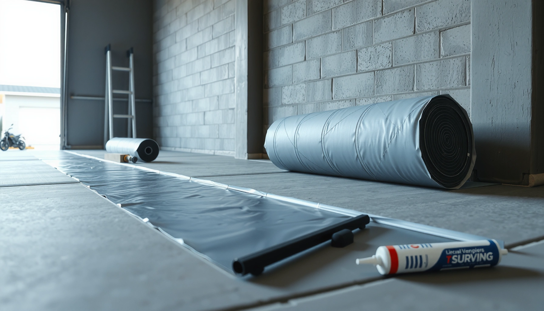 Step-by-step guide to installing a vapor barrier under garage floors for moisture protection.