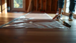 Step-by-step guide on installing a vapor barrier under vinyl flooring for moisture protection.