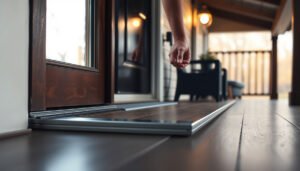 Step-by-step guide on installing transitions around vinyl floors in a porch area.