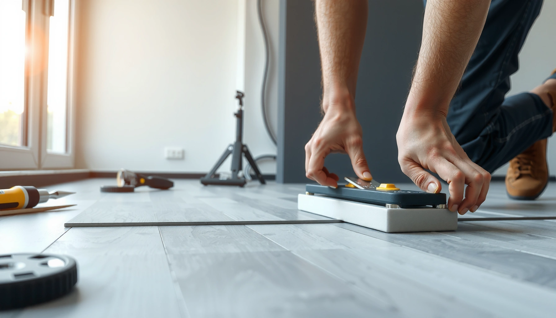 Step-by-step guide on how to install vinyl floors with tools and materials.