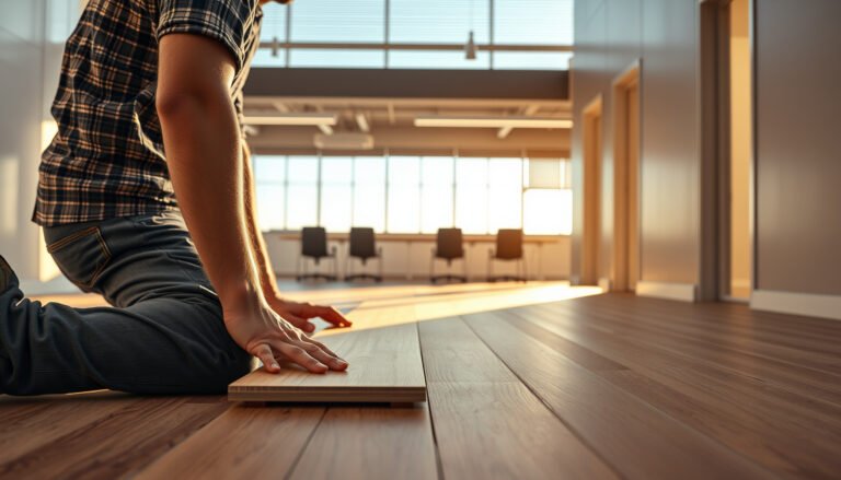 Step-by-step guide on how to install vinyl floors in a commercial office setting.