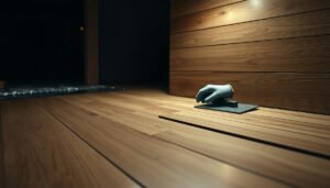 Step-by-step guide to installing wood-look tile floors in a basement setting.