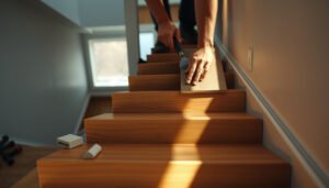 Step-by-step guide on installing wood-look tile floors on stairs for a stylish upgrade.