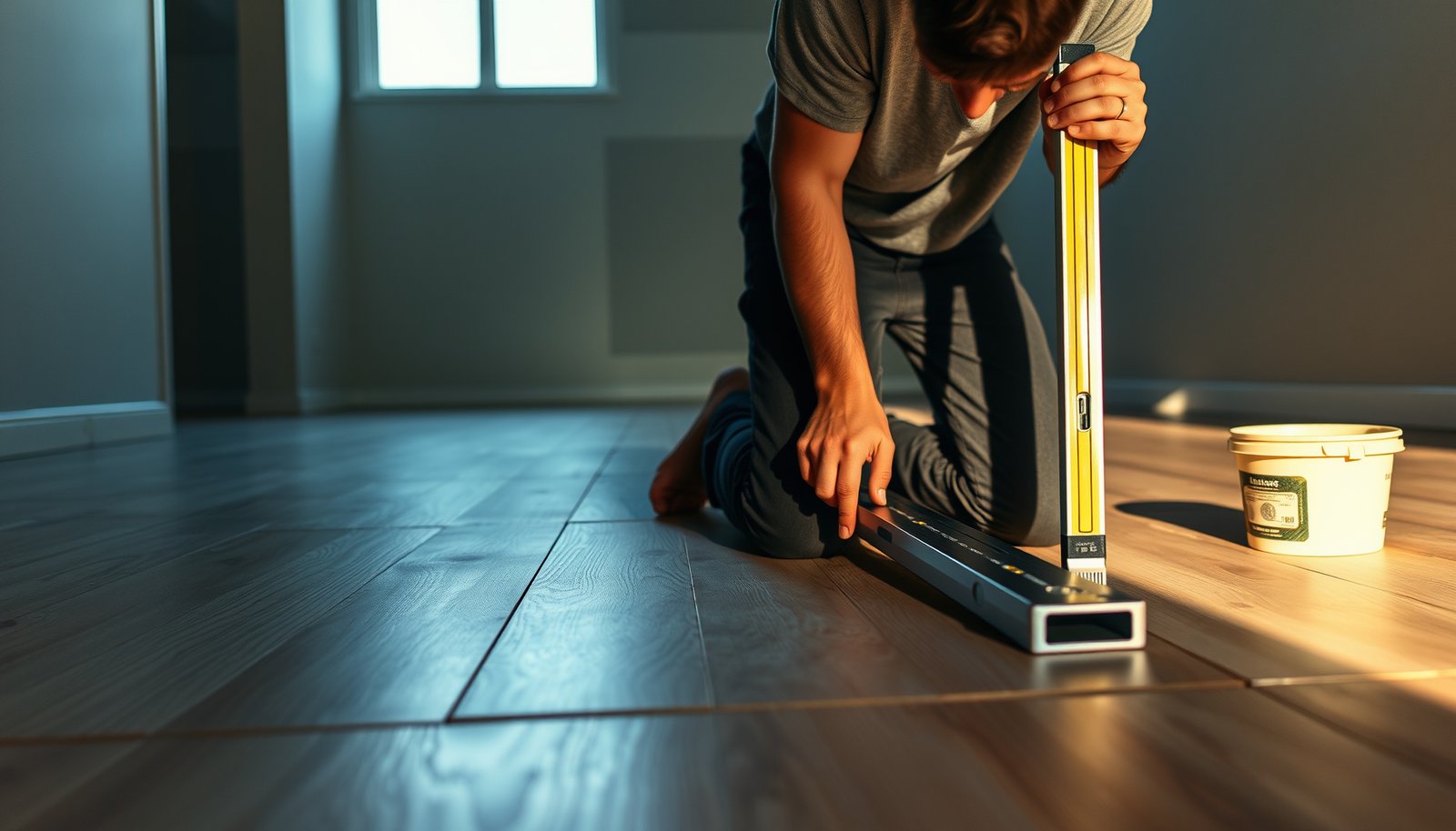 Step-by-step guide on how to level vinyl floors before installing in rental properties.