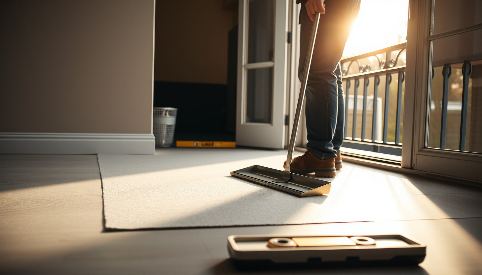 Step-by-step guide on leveling vinyl floors for balcony installation.