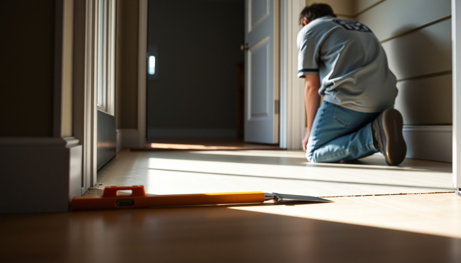 Step-by-step guide on how to level vinyl floors before porch installation.