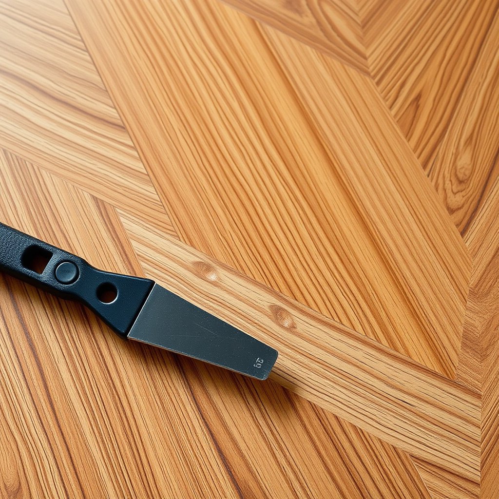 Using controlled heat and steam to lift minor dents in herringbone floors.