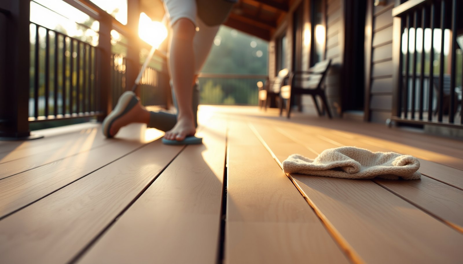 A well-maintained balcony featuring engineered wood floors, showcasing care tips for longevity.