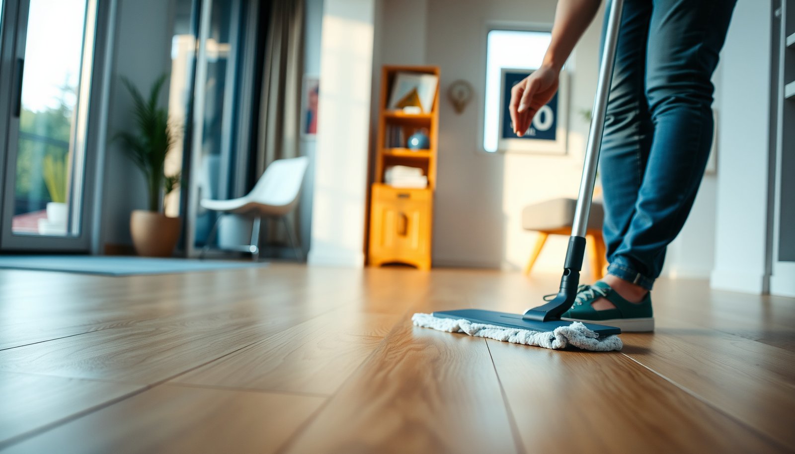 A clean home office with well-maintained engineered wood floors showcasing maintenance tips.