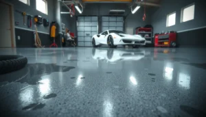 A clean and durable garage floor showcasing maintenance tips for longevity and cleanliness.