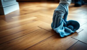 A well-maintained herringbone floor showcasing care, cleaning, and repair techniques for longevity.