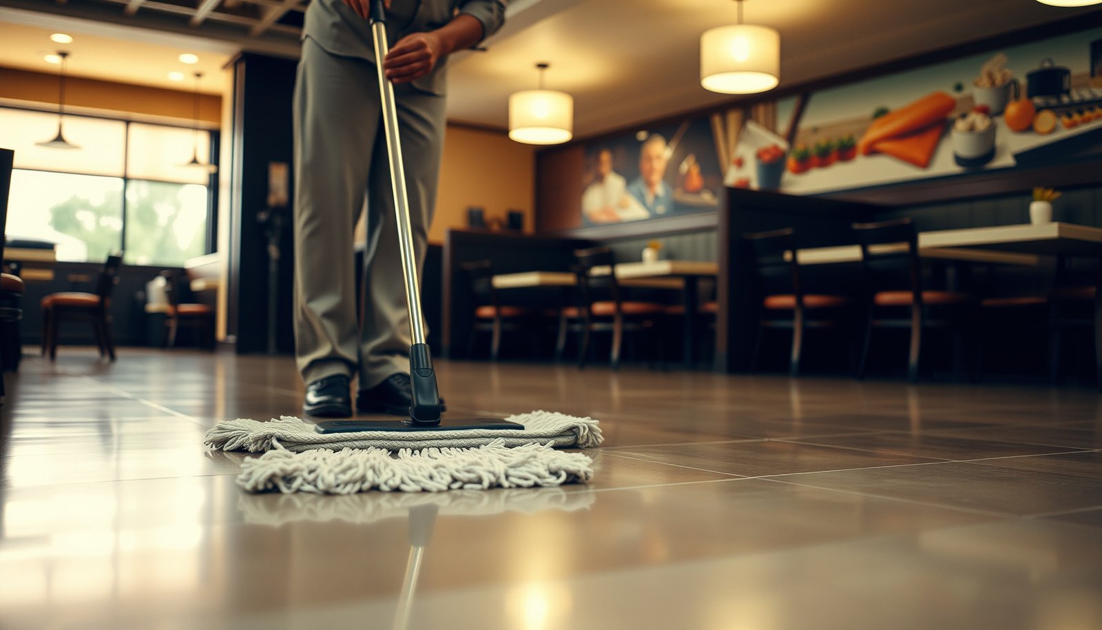 Best practices for maintaining laminate floors in a restaurant setting to ensure durability and cleanliness.