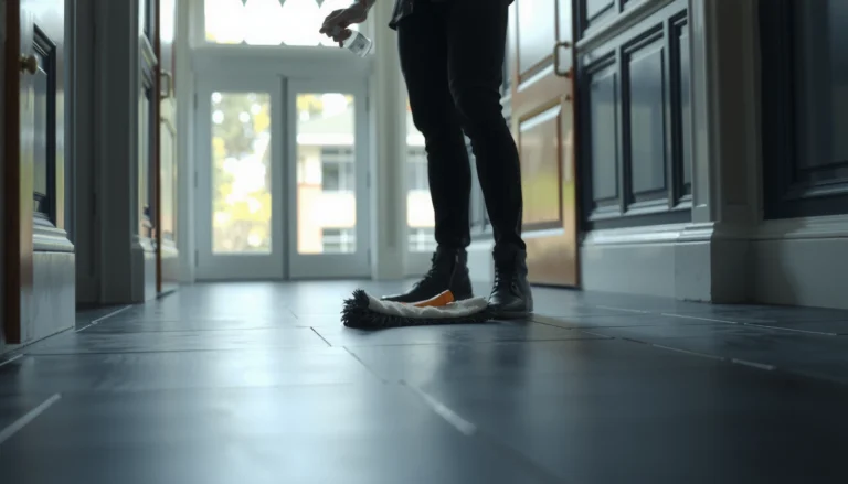 A clean slate floor showcasing effective cleaning, sealing, and care techniques for maintenance.