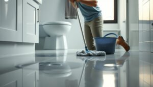 Steps to maintain vinyl floors in a bathroom for durability and cleanliness.
