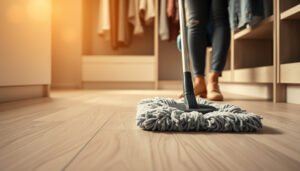 Tips for maintaining vinyl floors in a closet with cleaning and care advice.