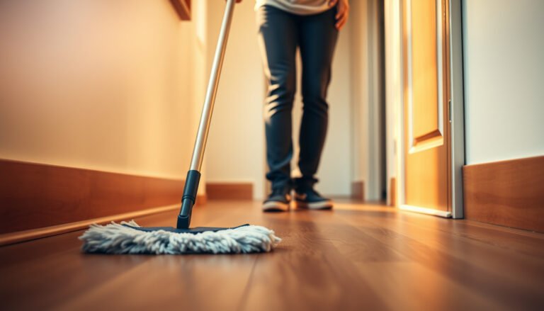 A clean vinyl floor in a hallway, showcasing easy maintenance tips for longevity and appearance.