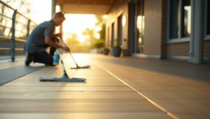 A clean outdoor walkway featuring well-maintained vinyl floors, showcasing tips for upkeep.