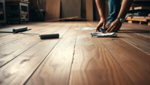 Workshop with hardwood floors demonstrating safety measures for improved traction and reduced slips.