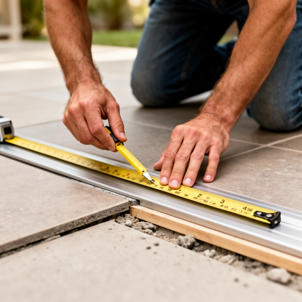 Measuring and marking patio floor thresholds for accurate installation