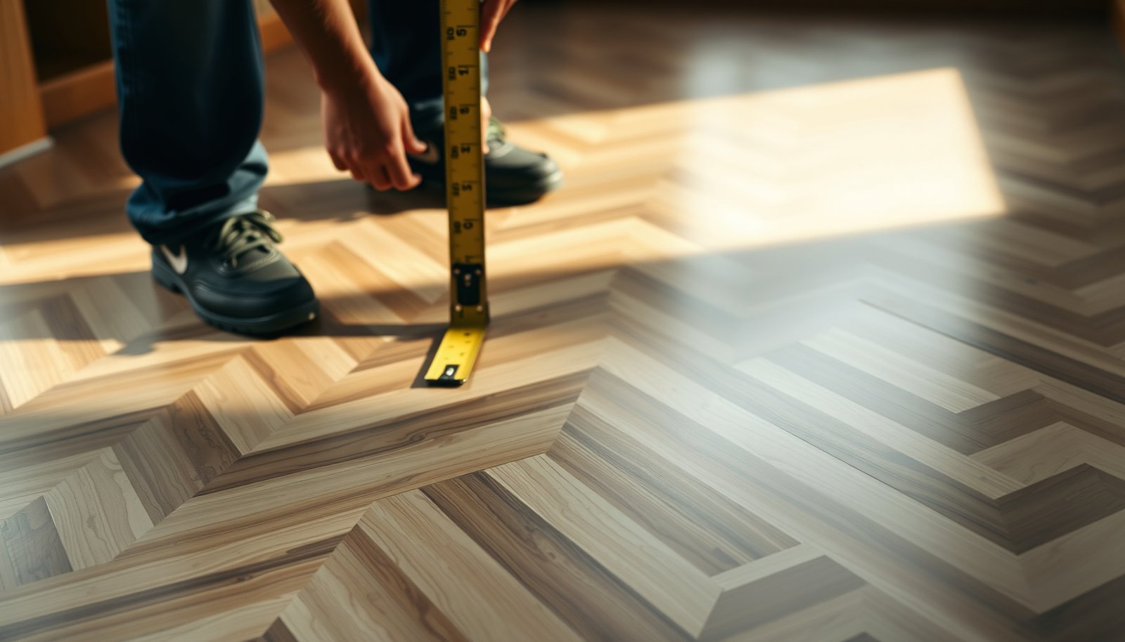 Step-by-step guide for measuring chevron floors accurately for installation.