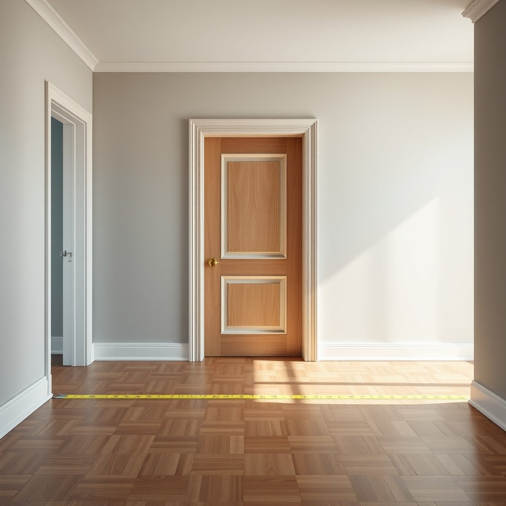 Measuring door clearance and expansion gaps for parquet flooring installation
