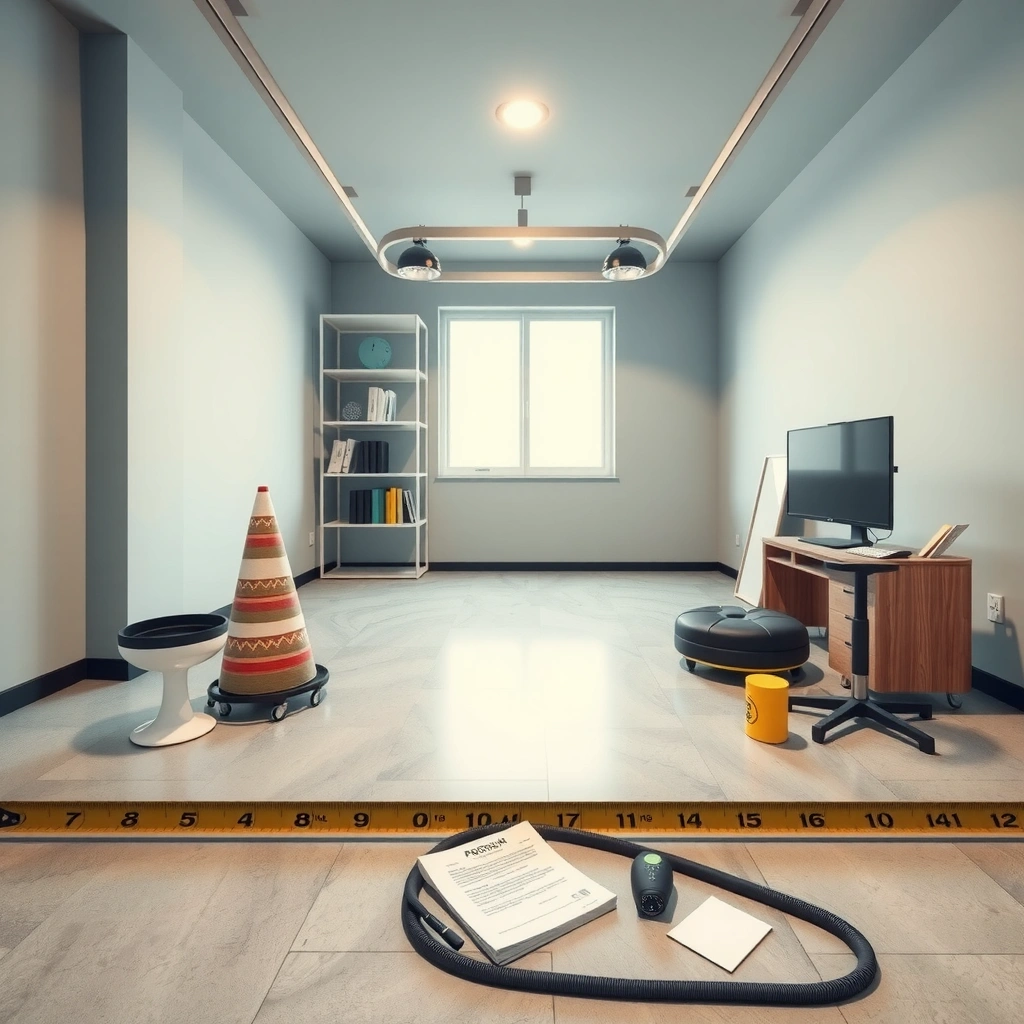 A person measuring the floor area accurately for polished concrete floors calculation.