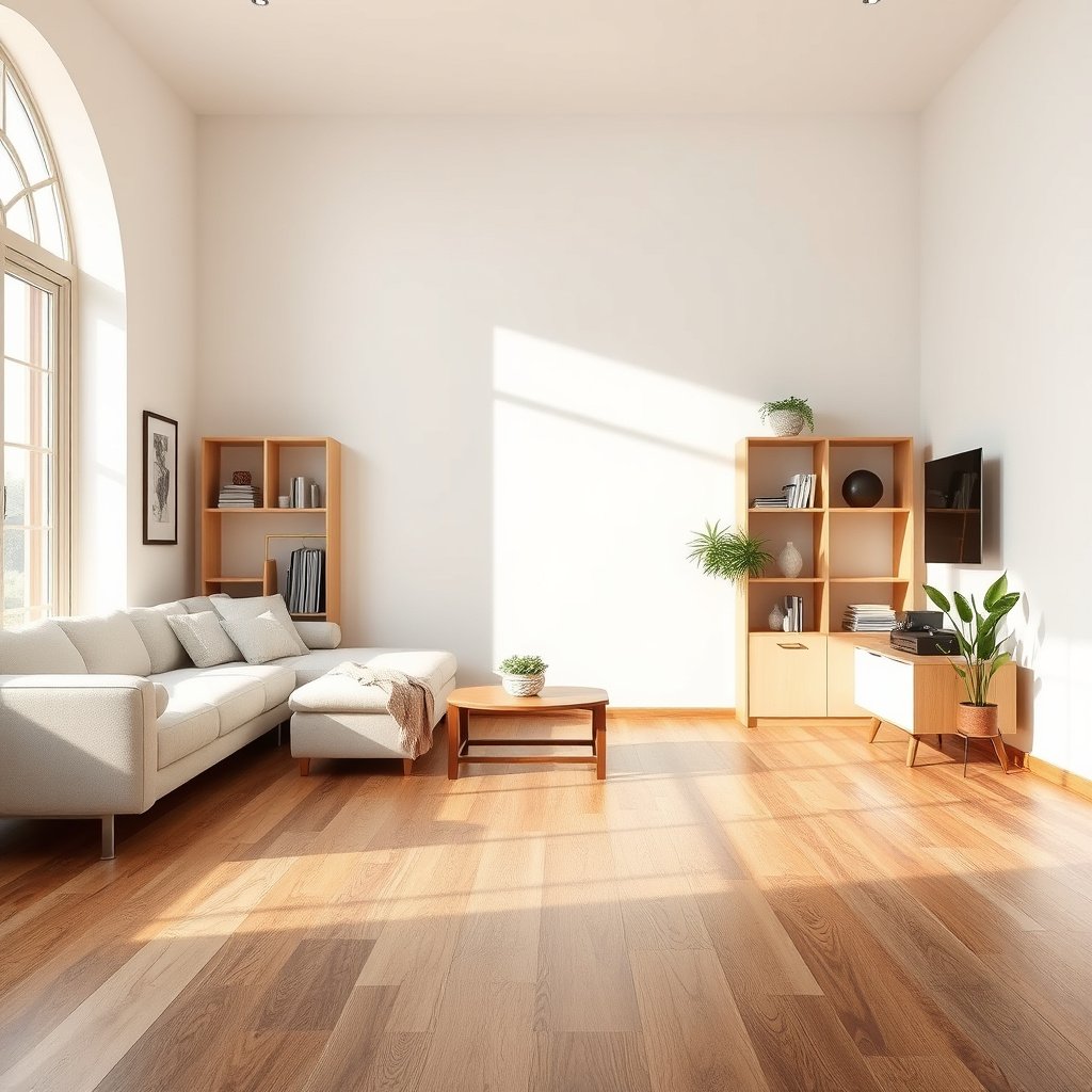 A person measuring a garage floor to estimate laminate flooring coverage.