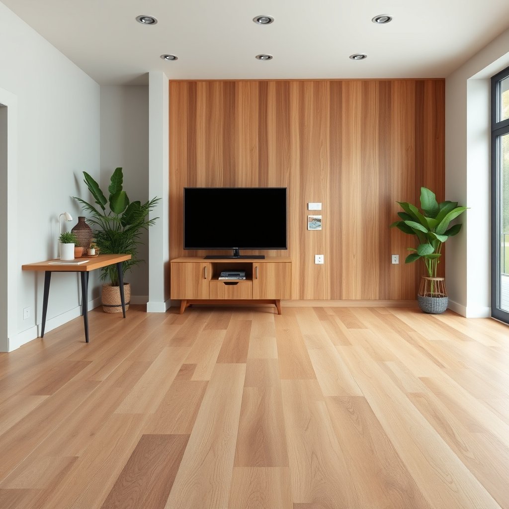 A person measuring a hallway to estimate engineered wood floor costs accurately.