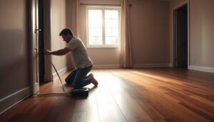 Step-by-step guide on how to measure hardwood floors for a bedroom accurately.