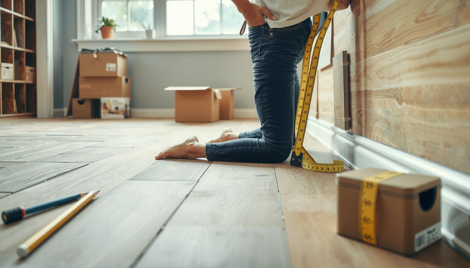 Step-by-step guide on how to measure for laminate floors accurately.