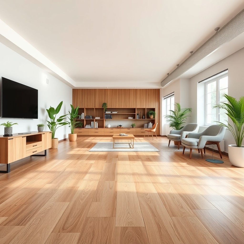 A person measuring a mudroom to calculate square footage for engineered wood flooring installation.