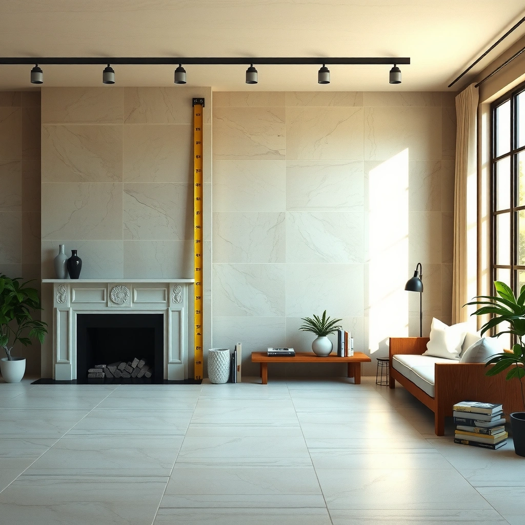 Measuring the room area for travertine floor tile layout calculations