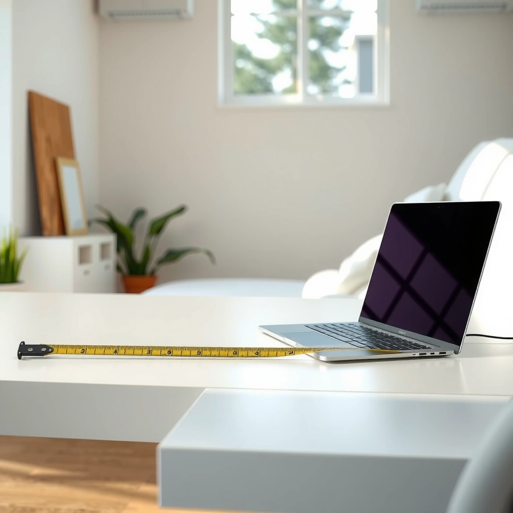 A person measuring a room area with a tape measure, considering layout complications for WPC flooring.